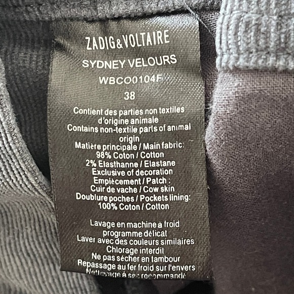 Zadig & Voltaire Corduroy Overalls Eagle‎ Embroidery Dark Grey Women's - Picture 11 of 12